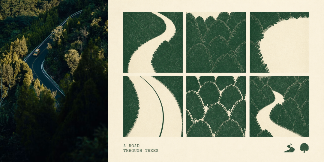 Duotone poster with multi-panel grid
