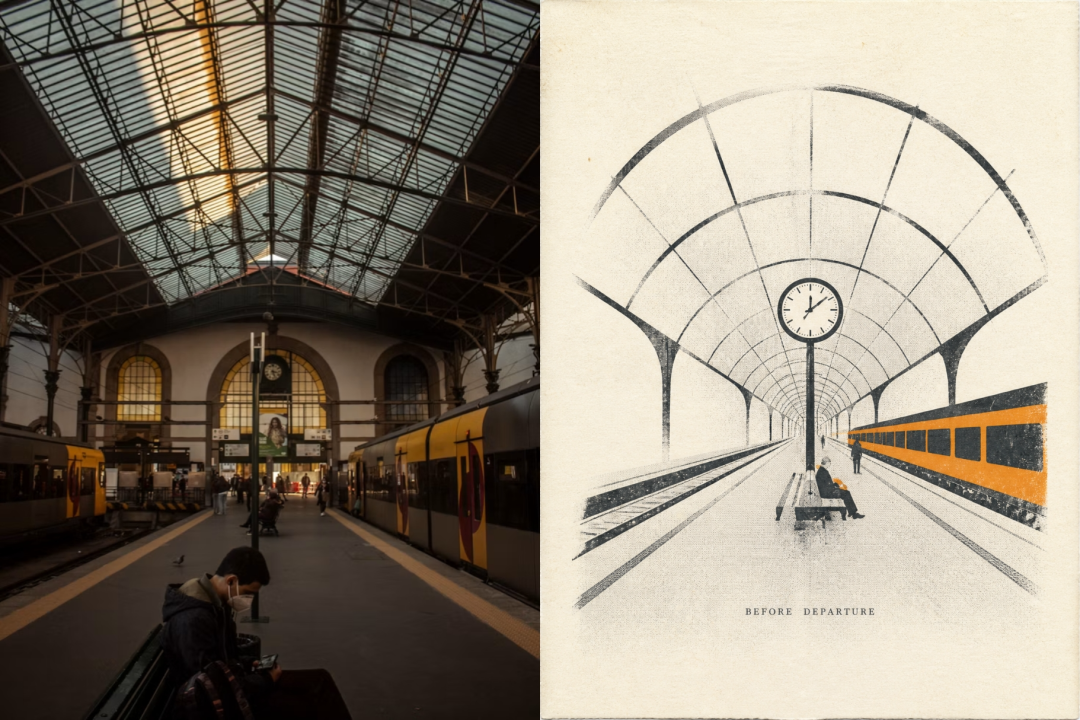 Zine poster with travel scene